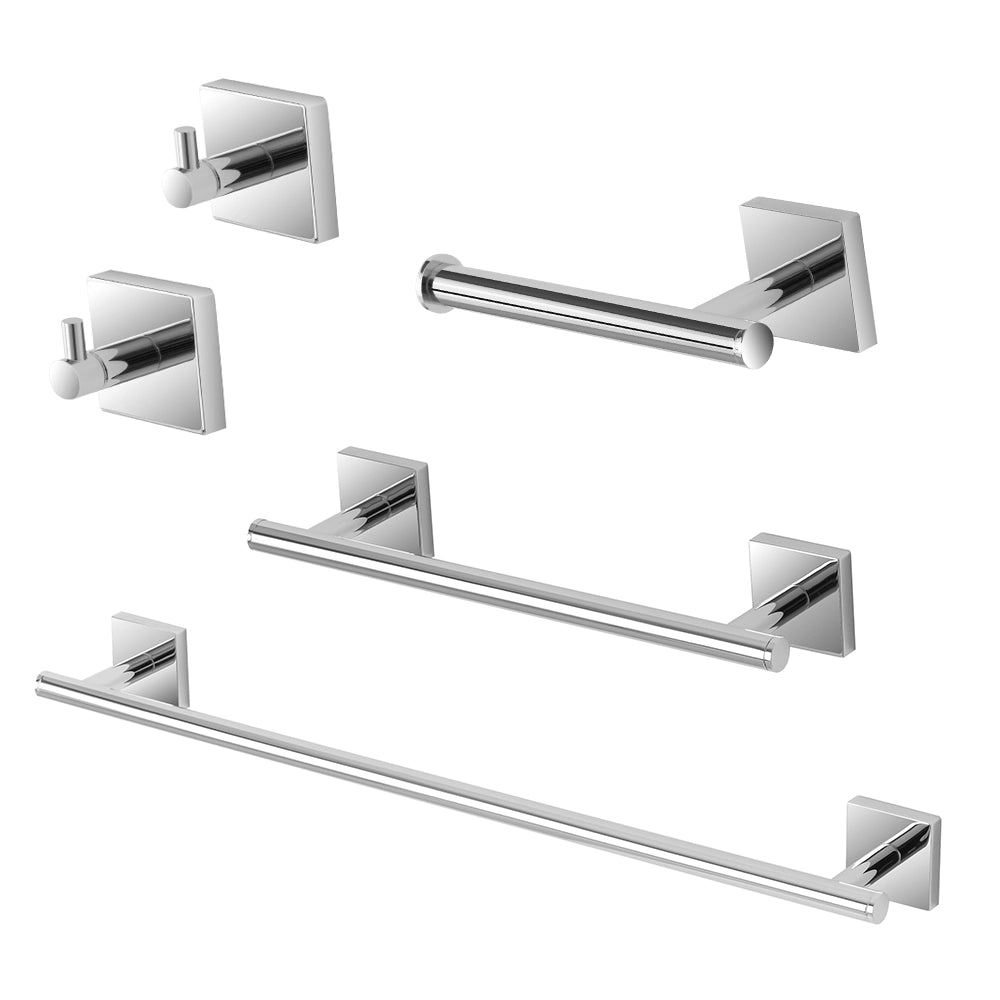 Set accessori a muro 5 pezzi in acciaio cromato e viti incluse  Easy