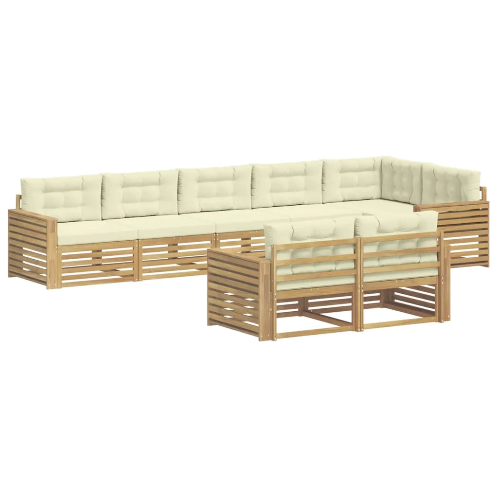 Set di divani da esterno 8 pz Bianco e Crema Poliestere 3390690