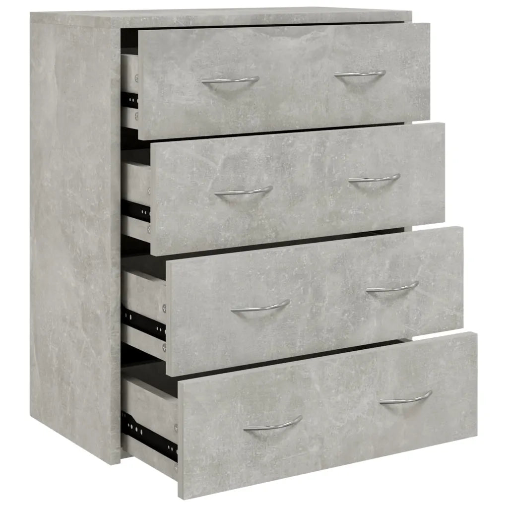 Credenza con 4 Cassetti-Buffet-Armadio da cucina 60x30,5x71 cm Grigio cemento