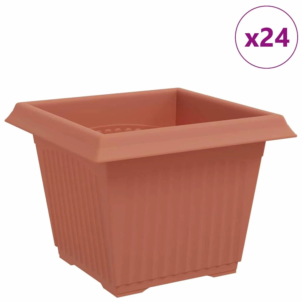 Set di 24 vasi da fiori quadrati design minimalista giardino balcone 43 x 43 x 33.5 cm in plastica rosso mattone 02_0059369
