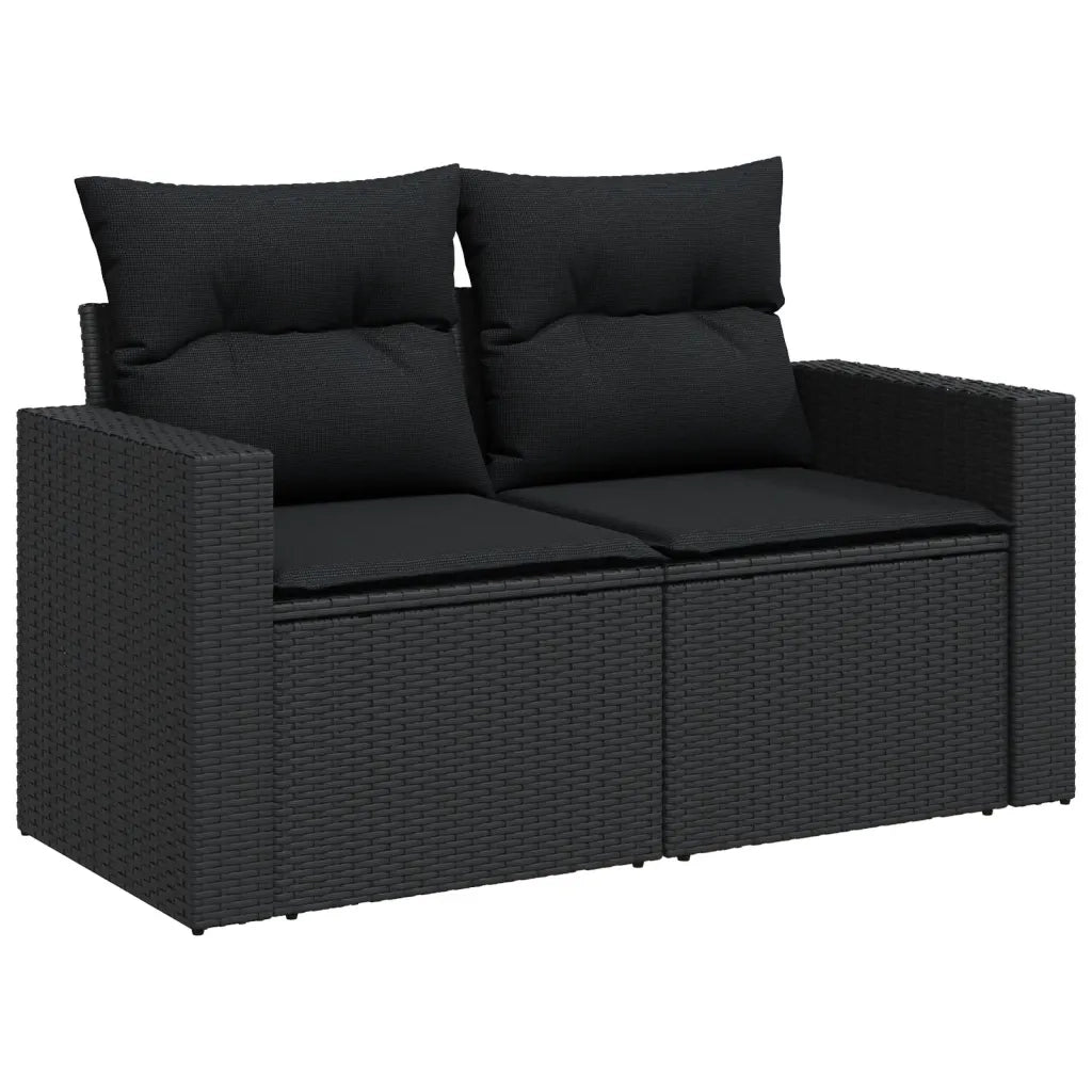 Set Divani da Giardino 11 pz con Cuscini in Polyrattan Nero 3219515