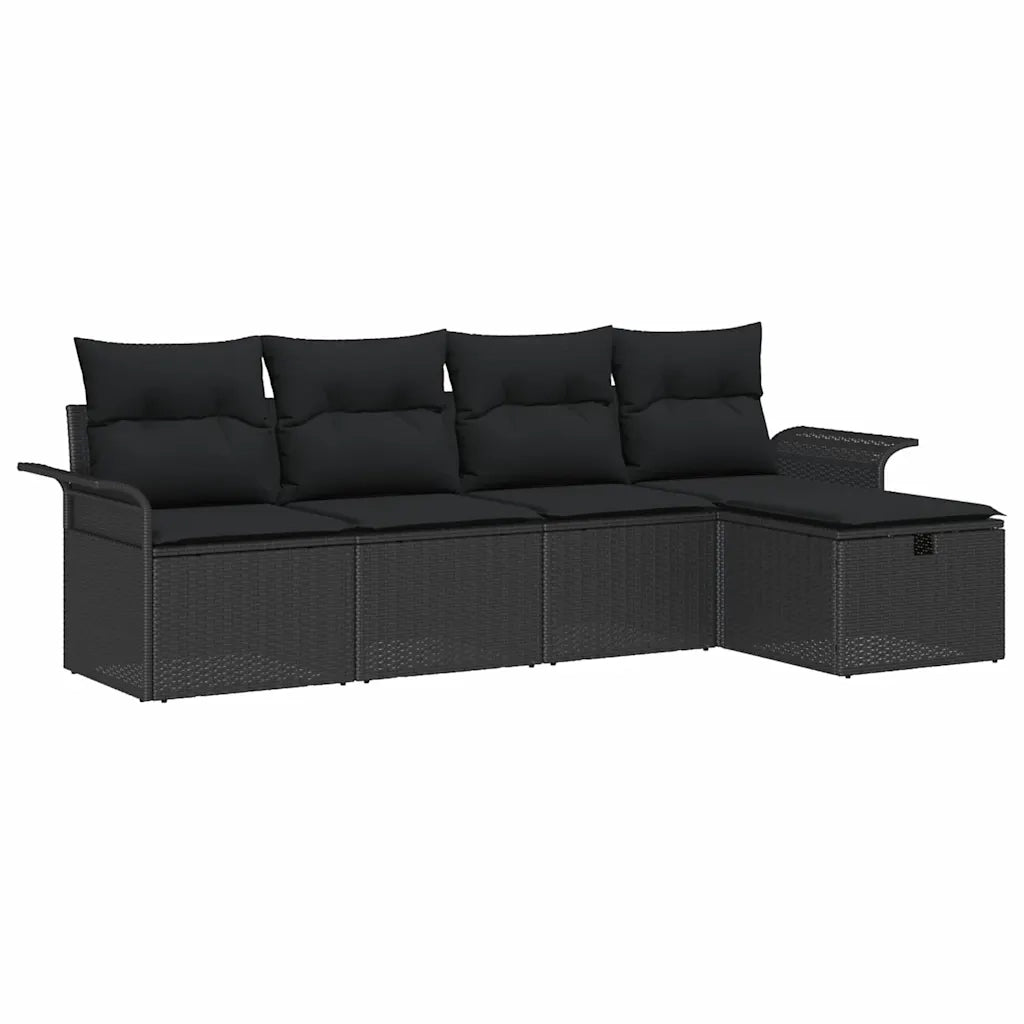 Set Divano da Giardino con cuscino 5 pcs Nero polyrattan 3358862