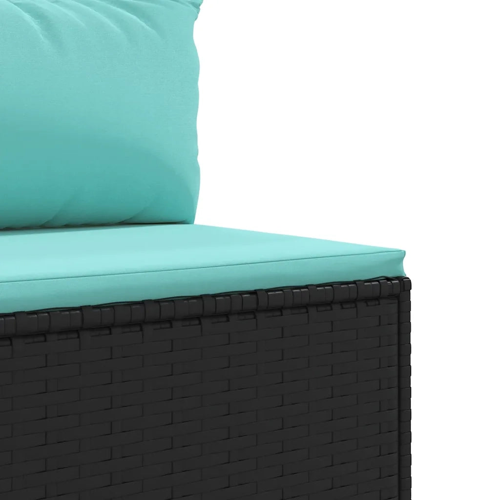 Set Divani da Giardino 4 pz con Cuscini Nero in Polyrattan