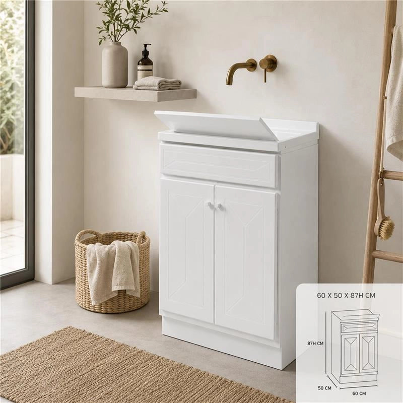 LAVATOIO-LAVAPANNI  IN POLIPROPILENE TOP LINE CON KIT DIMONTAGGIO 60X50X87H CM - COLORE BIANCO