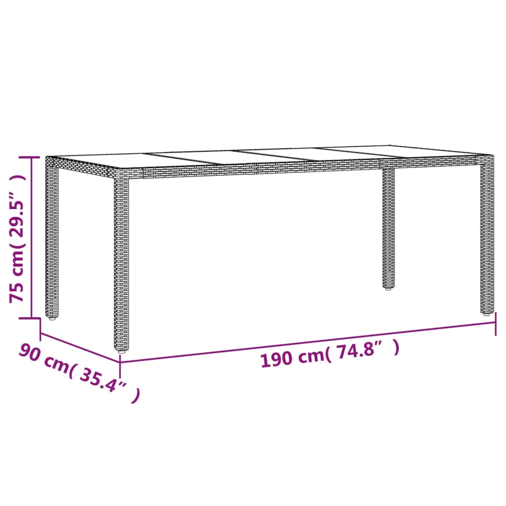 Set da Pranzo da Giardino 7 pz con Cuscini Polyrattan e Vetro 3278661