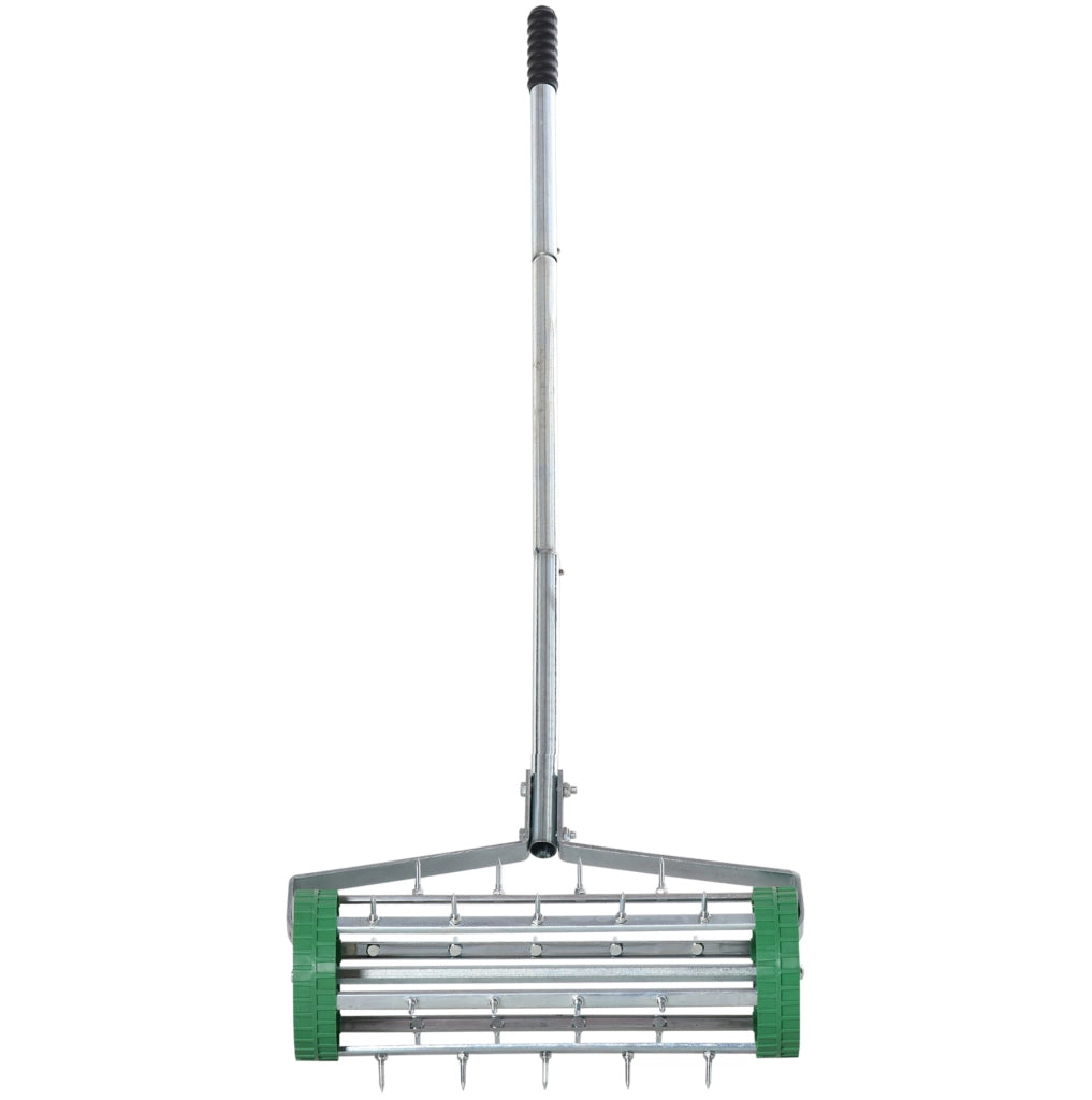 Arieggiatore manuale per prato ULEVR 139x43,5x15 cm, rullo con punte da 3,5 cm, larghezza 42,5 cm, argento