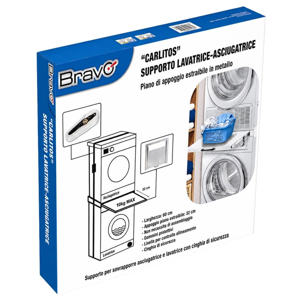 Bravo carlitos supporto lavatrice asciugatrice metallo elettrodomestici 32cm 10kg maniglia integrata gommini protettivi