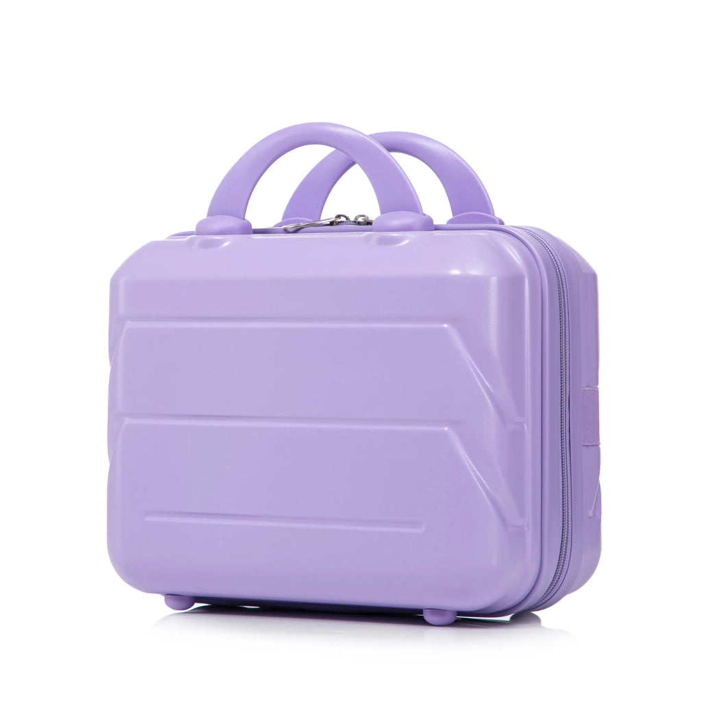 Set 2 valigie ABS con spinner e combinazione, blu + viola, 14"/19" + borsa cosmetica 14