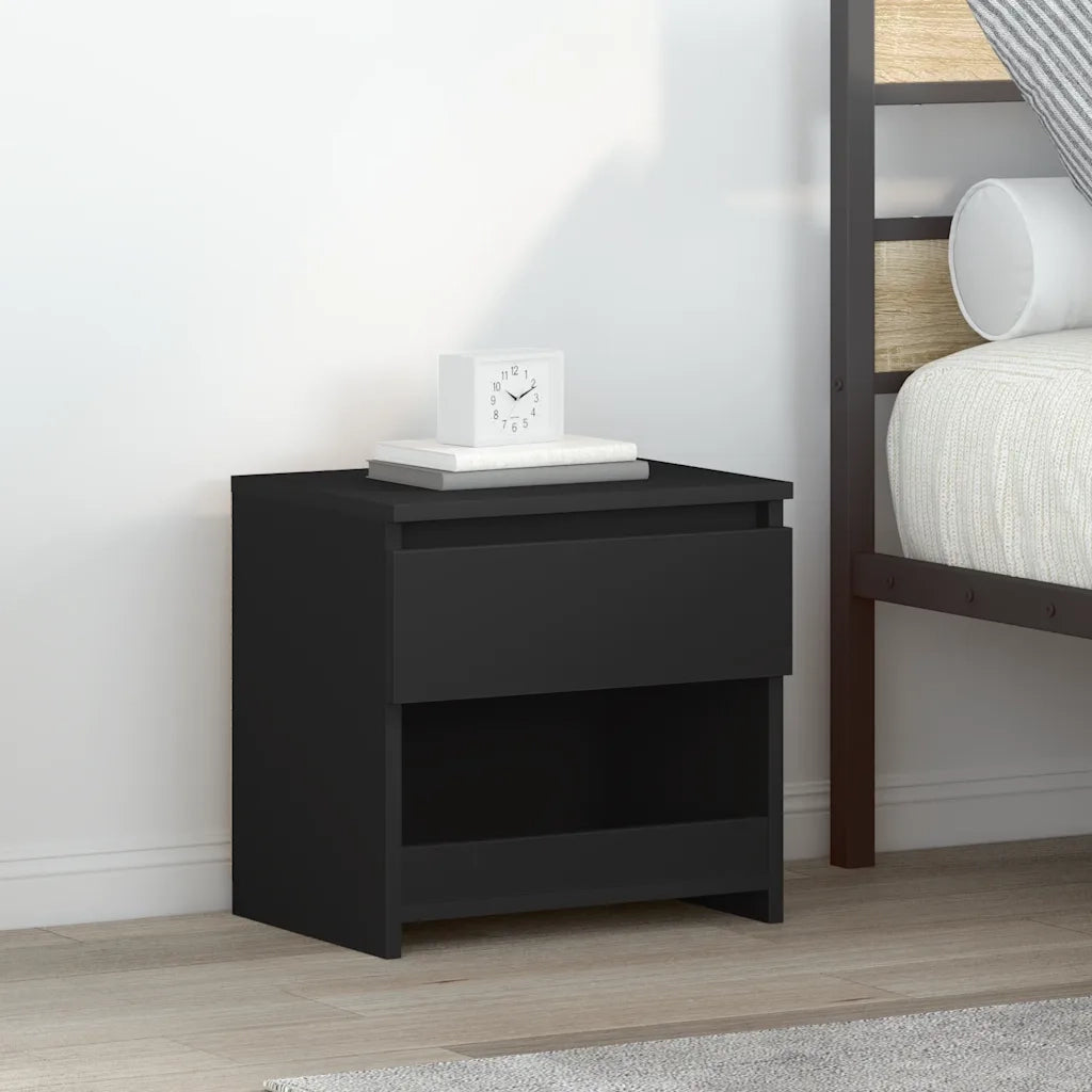 Comodino Nero 40x30x39 cm in Legno Multistrato 803445