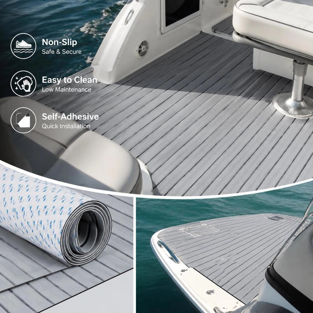 Boat Flooring, EVA Foam Boat Deck, 2400 X 900 X 6 Mm, Non-slip, Self-adhesive Flooring, 21600 Cm² Marine Carpet For Boats, Yachts, Pontoons, Kayak Decks