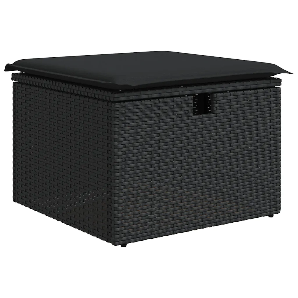 Set Divano da Giardino 6 pz con Cuscini Nero in Polyrattan 3325671
