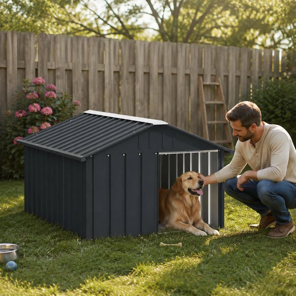 Doghouse Anthracite 116.5x153x81.5 Cm Galvanized Steel