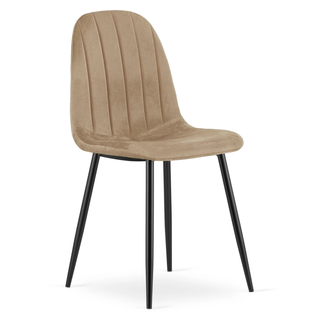 Sedia Padva in velluto marrone con gambe in metallo nero