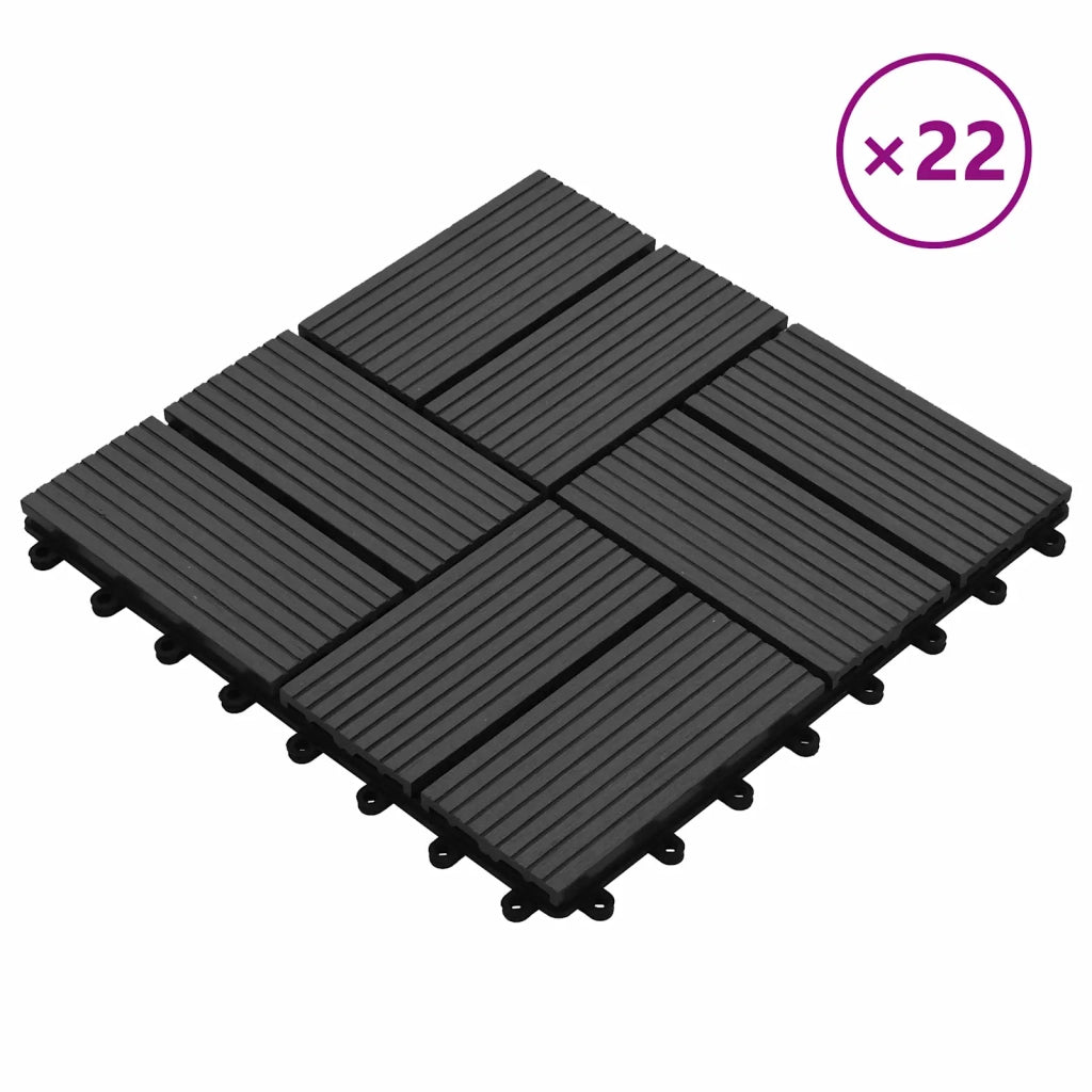 Piastrella per Decking 22 pz Nero 30 x 30 cm WPC 3444839