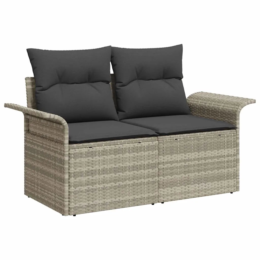 Set Divano da Giardino 11 pcs Grigio chiaro Poly Rattan 3348358
