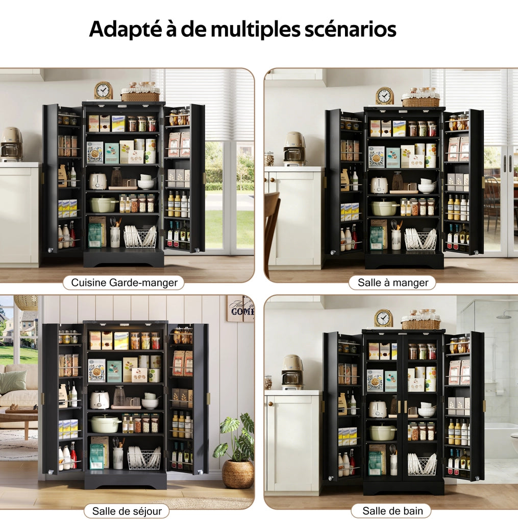 Credenza alta con luce LED sensore; 120x60;5x40 cm; MDF; nero