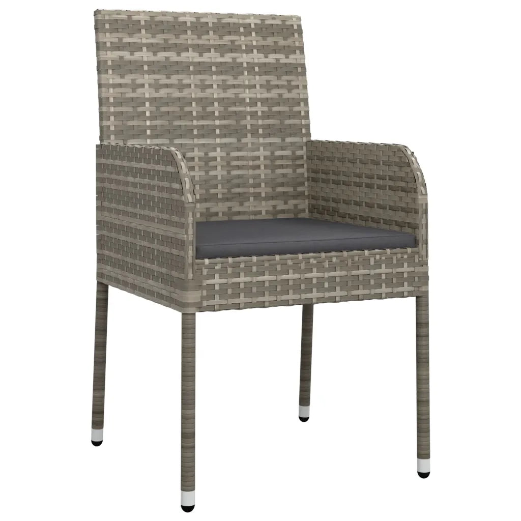 Set da Pranzo da Giardino 3 pz con Cuscini in Polyrattan Grigio 3185017