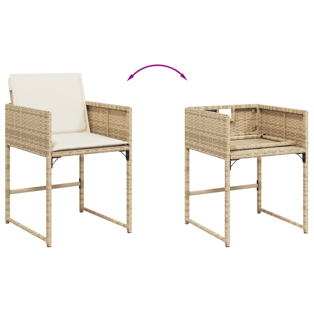 Set da Pranzo da Giardino 5 pz con Cuscini Beige in Polyrattan 3211258