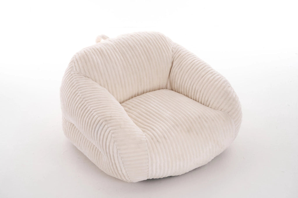 Poltrona sacco in velluto a coste beige con schienale