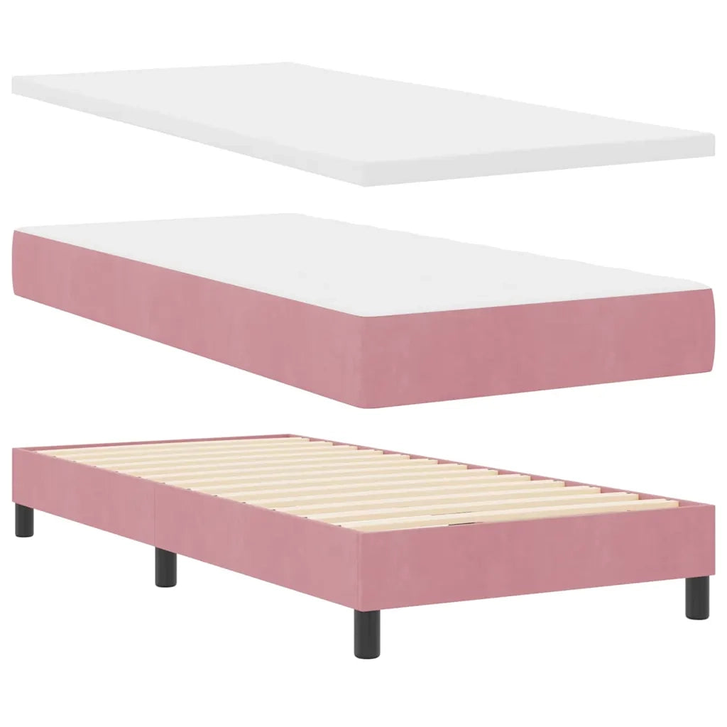 Letto a molle con materasso Rosa 100 x 200 cm Velluto 3339091