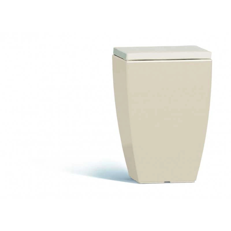 Pouf moderno arredo design 33x33 H55 in polimero bianco con cuscino per interno ed esterno - Made in Italy - Monacis