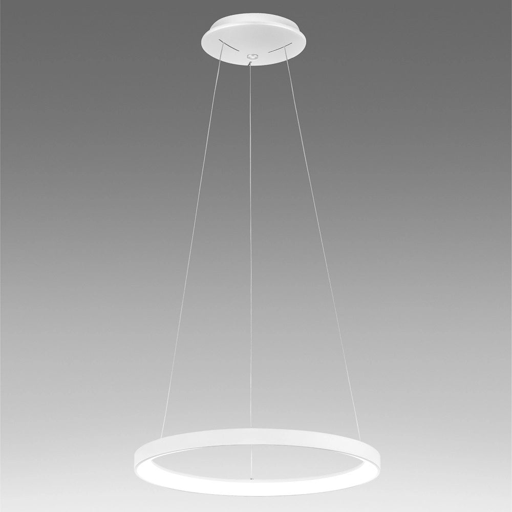 Lampada a sospensione KRIZIA S/M 3000K Bianco - LED 50W 2900lm dimmerabile taglio fase + push in alluminio satinato - Gea Luce