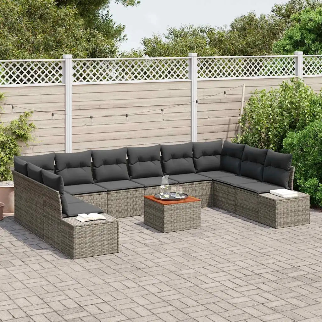 Set Divano da Giardino con archiviazione 11 pcs Grigio 3356676