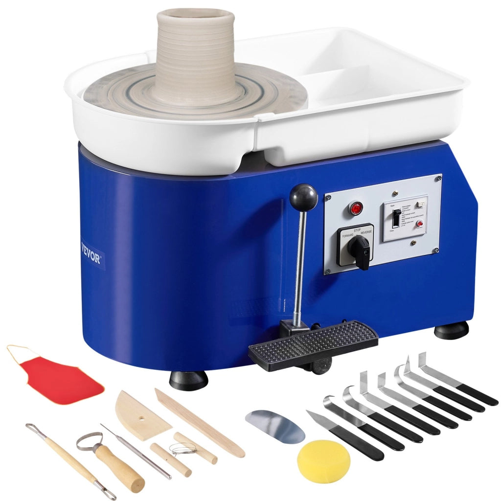 Tornio da Vasaio 350W Modello GCJX-009, Ruota per Argilla 28 cm, Velocità Regolabile 60-300 giri/min con Bacinella ABS per Fai da Te e Ceramica
