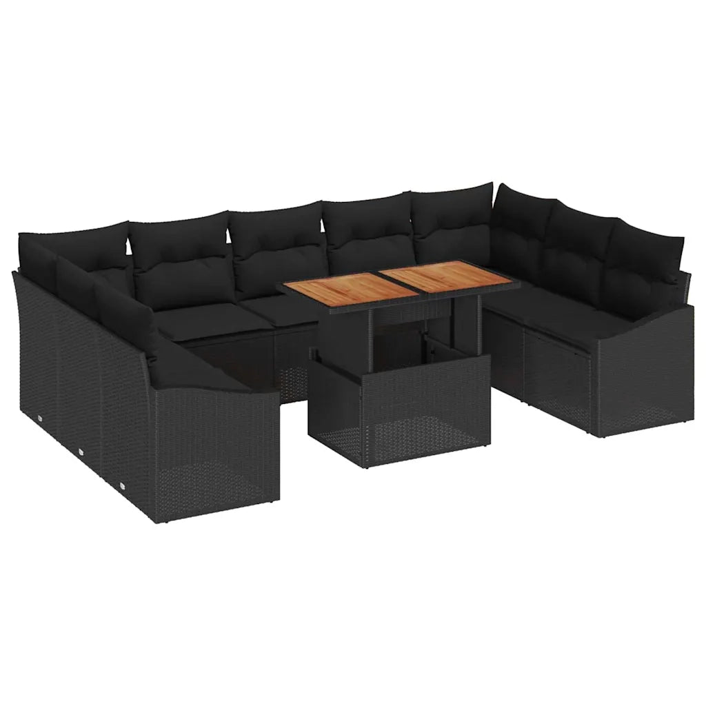 Set Divano da Giardino 10 pcs Nero Poly Rattan 3358620