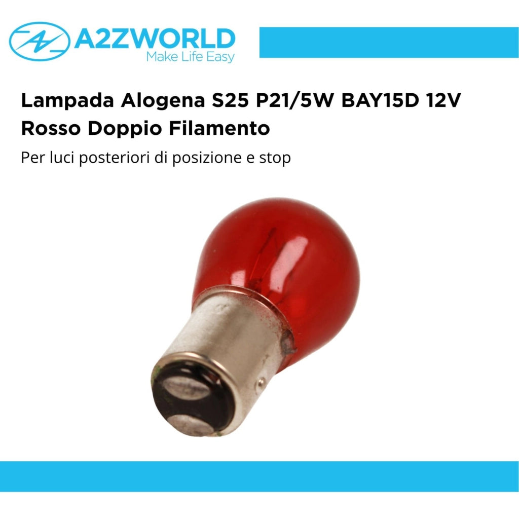 10 Pezzi Lampada Alogena S25 P21/5W BAY15D 12V Rosso Doppio Filamento Posteriori