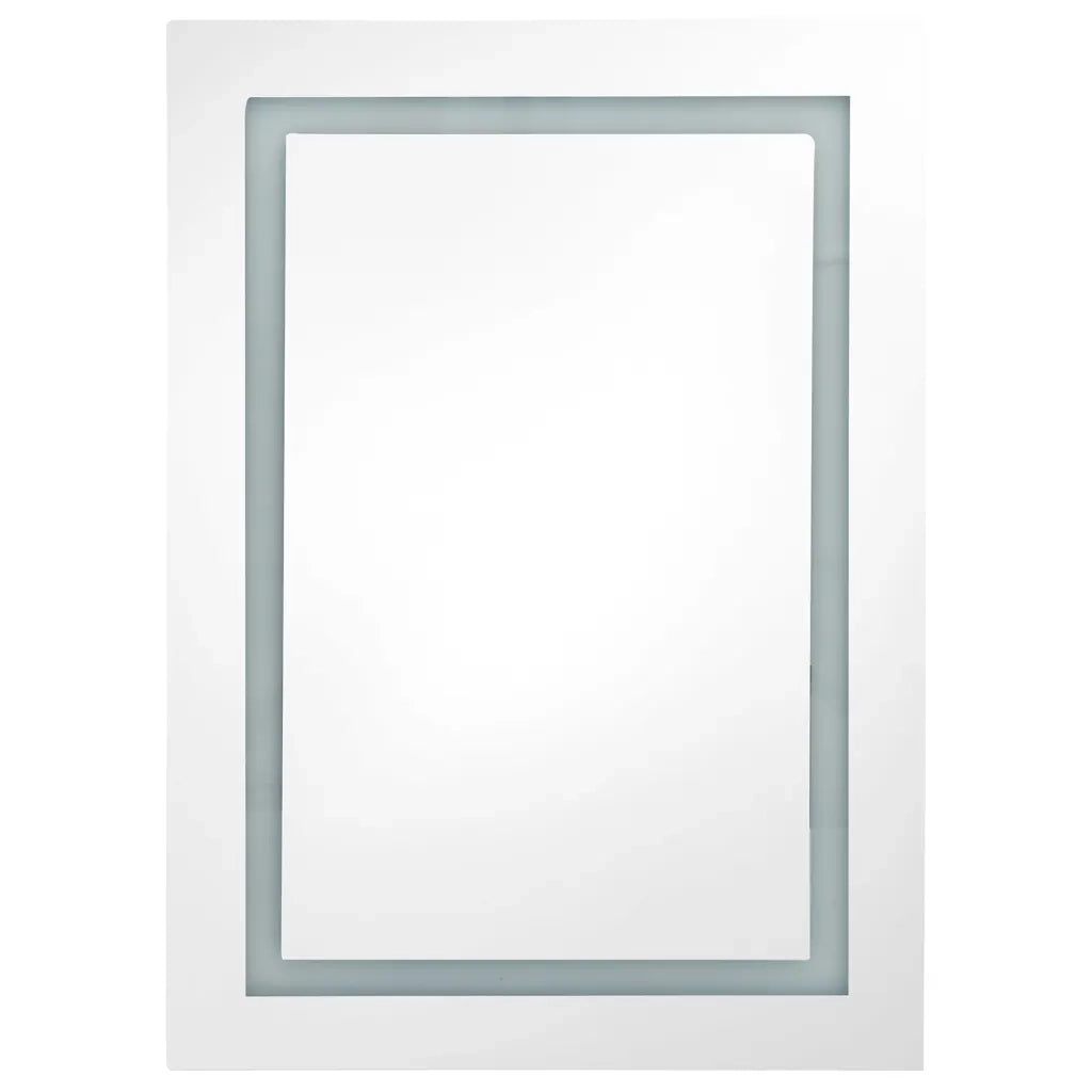 Armadietto Bagno con Specchio e LED Bianco e Rovere 50x13x70 cm 326493