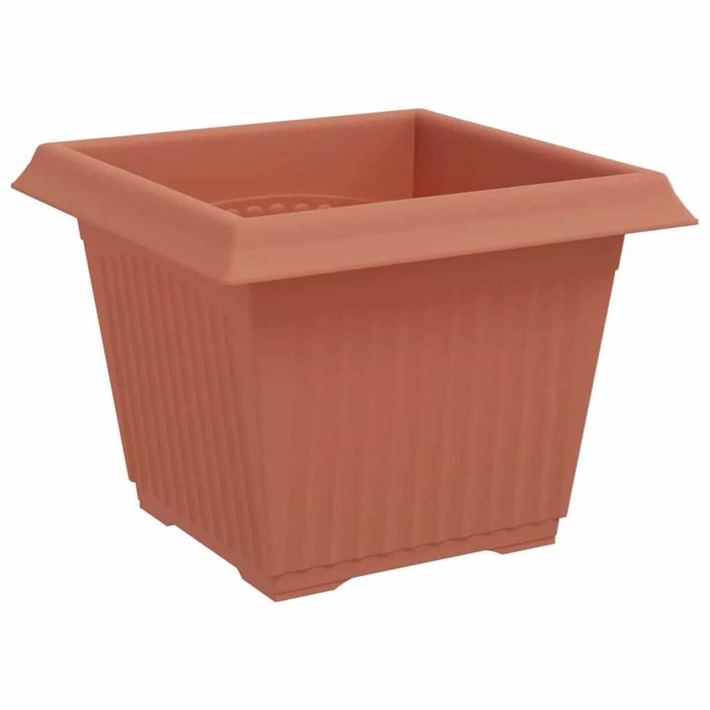 Set di 6 vasi da fiori quadrati moderni 43 x 43 x 33,5 cm per interno ed esterno in plastica rosso mattone 02_0059361