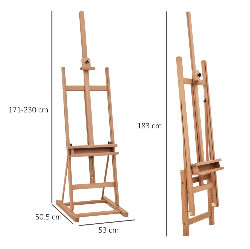 Cavalletto da pittura ULEVR in legno di faggio, altezza regolabile in 16 livelli e inclinazione variabile, naturale
