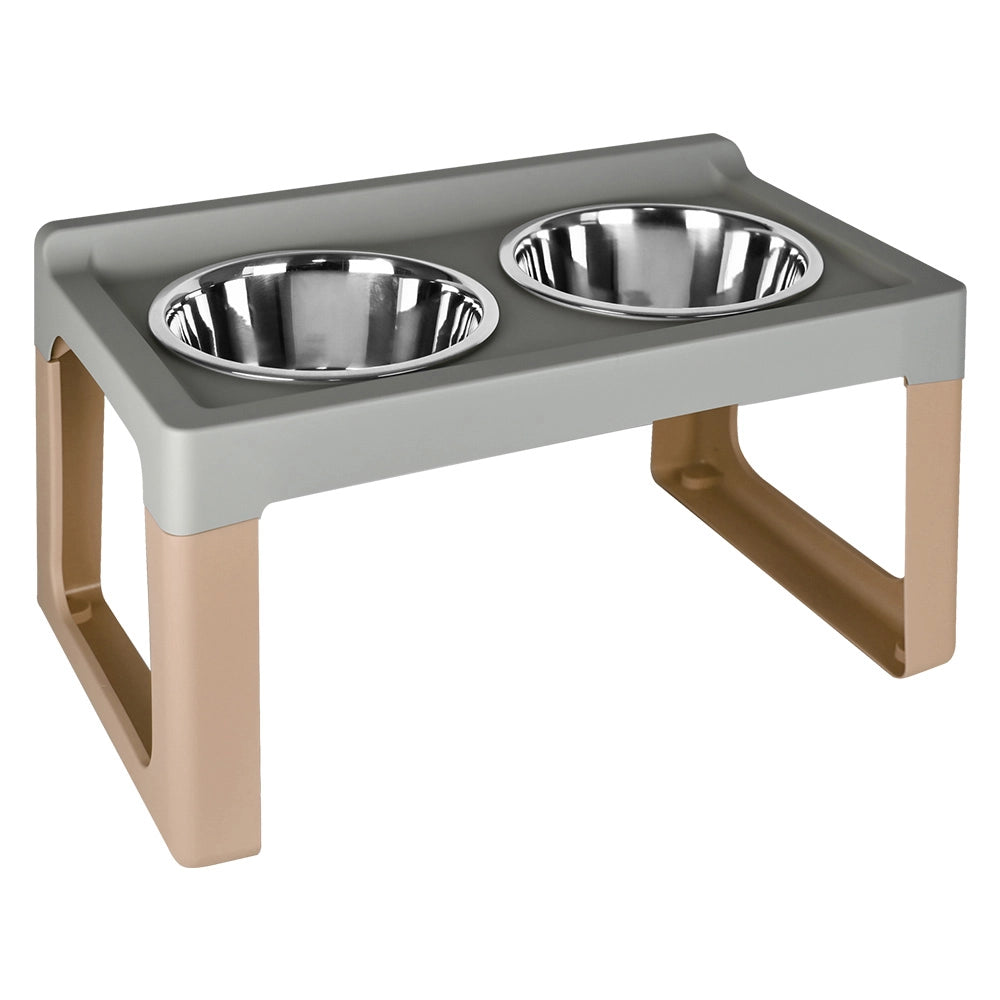 ALZACIOTOLA PER CANE/GATTO 'LIFTER' cm. 41 x 26 x h. 20 - ciotole Ø 2 x 11 - mocaccino  - MP BERGAMO S.R.L.