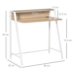 SCRIVANIA Moderna con passacavi 84x45x85 cm Bianco MDF e metallo