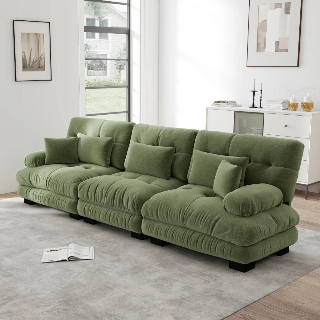 Divano Angolare Modulare 3 Posti ¨C Xylo ¨C Chenille Verde, Sofa Letto