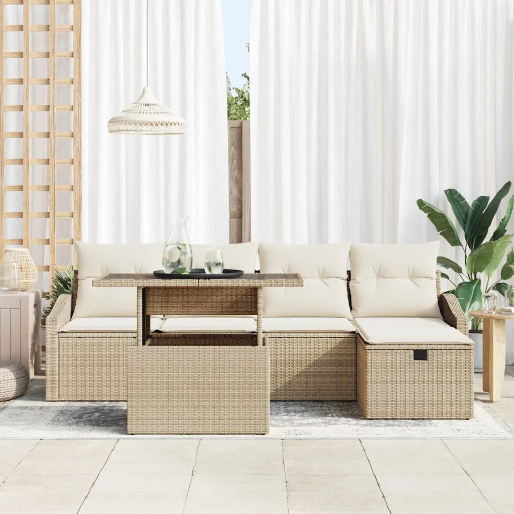 Set Divano da Giardino con cuscino 6 pcs Beige polyrattan 3361160