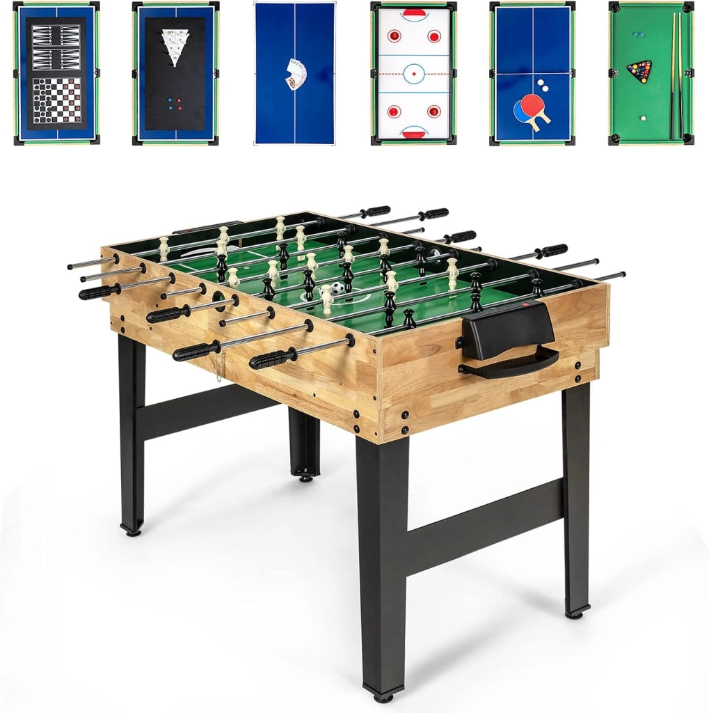 12 in 1 Set da Tavolo per Giochi Combo, Tavolo Multiuso con Calcio Balilla Air Hockey Biliardo Ping Pong Scacchi Bowling, Set Combinato per Giochi Multipli