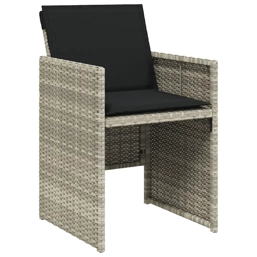 Set Pranzo da Giardino 9pz con Cuscini Grigio Chiaro Polyrattan 3210563