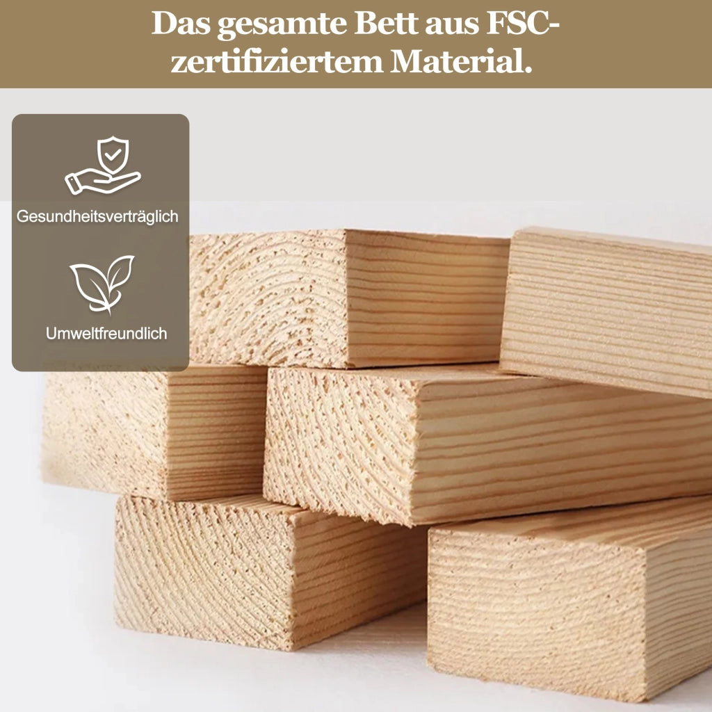 Letto per bambini estraibile 90x200 cm con LED; USB e Type-C; 2 cassetti; velluto beige