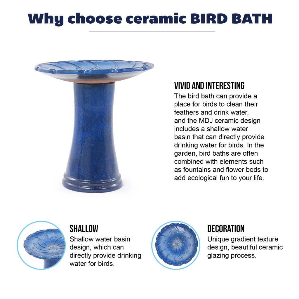 BAGNO PER UCCELLI Ø 43 cm H 45 cm Ceramica Blu