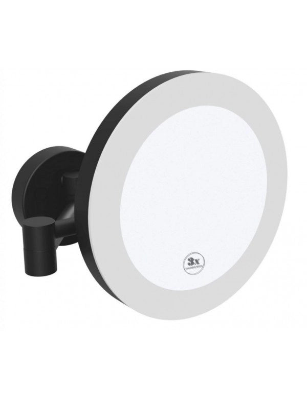 Specchio doccia con illuminazione a LED e sensore touch in ottone nero / ø 20cm