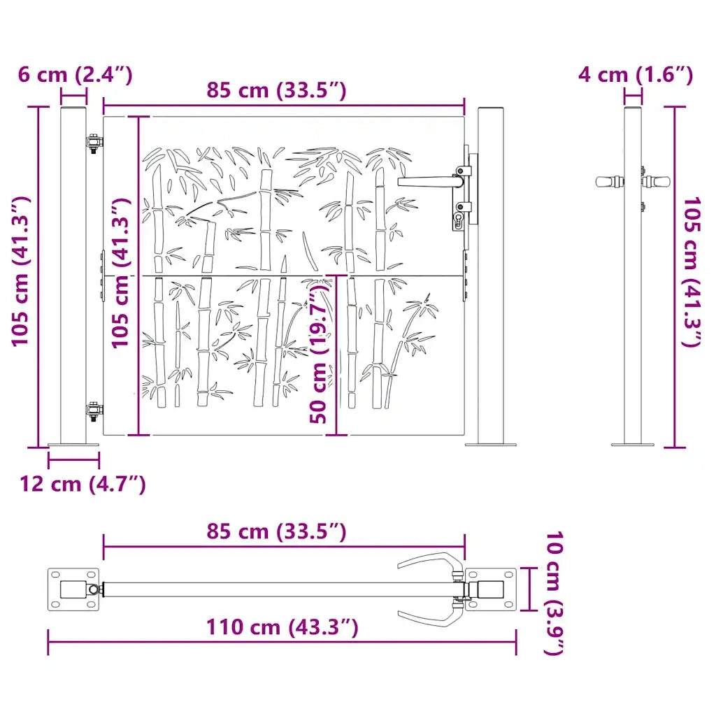 Cancello da giardino con blocco Nero 110 x 105 cm 42015894