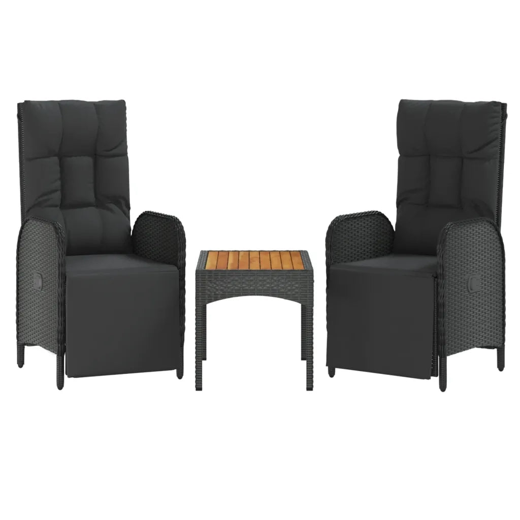 Set da Pranzo da Giardino 5 pz Nero con Cuscini in Polyrattan 3185090