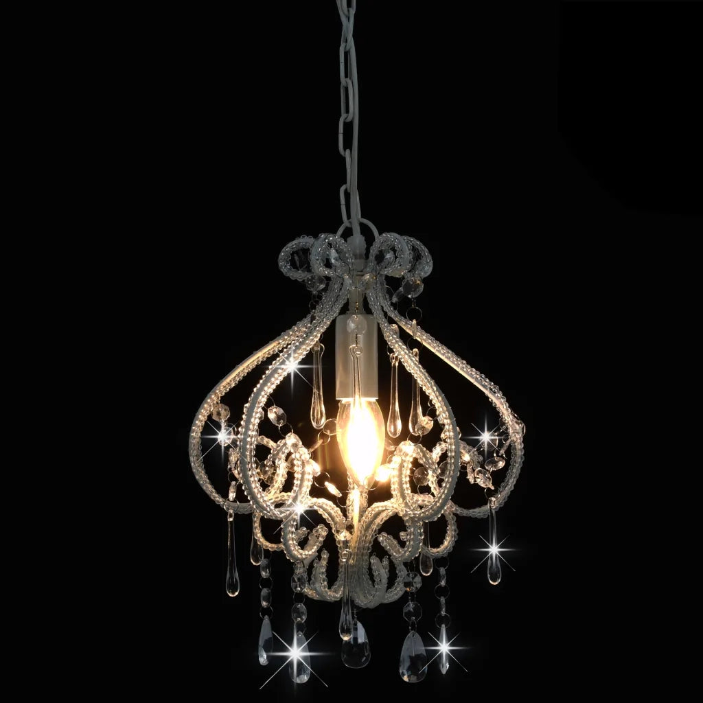 Lampadario con Perle Bianco Rotondo E14 281593