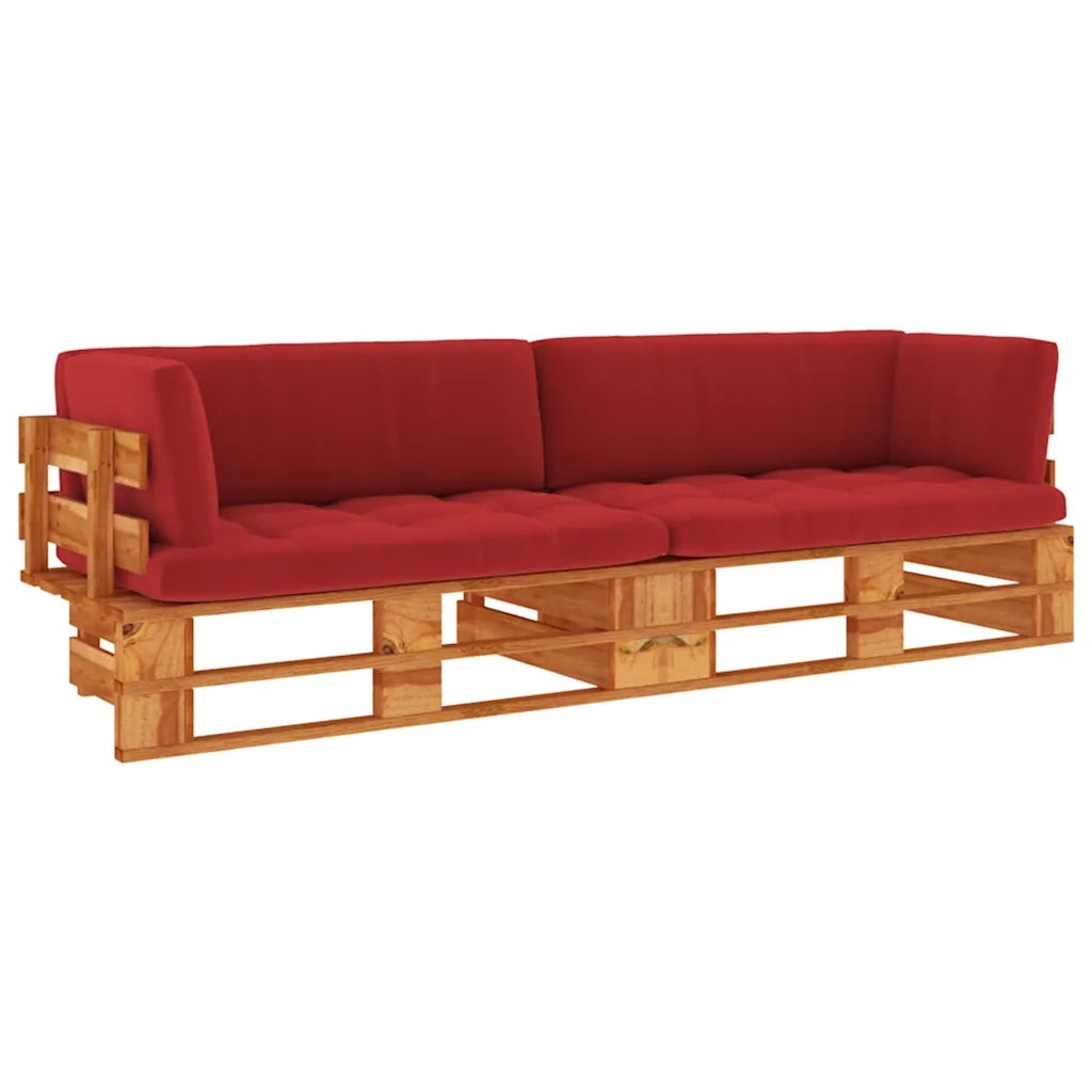 Divano a 2 Posti su Pallet con Cuscini Pino Impregnato Ambra 3066667