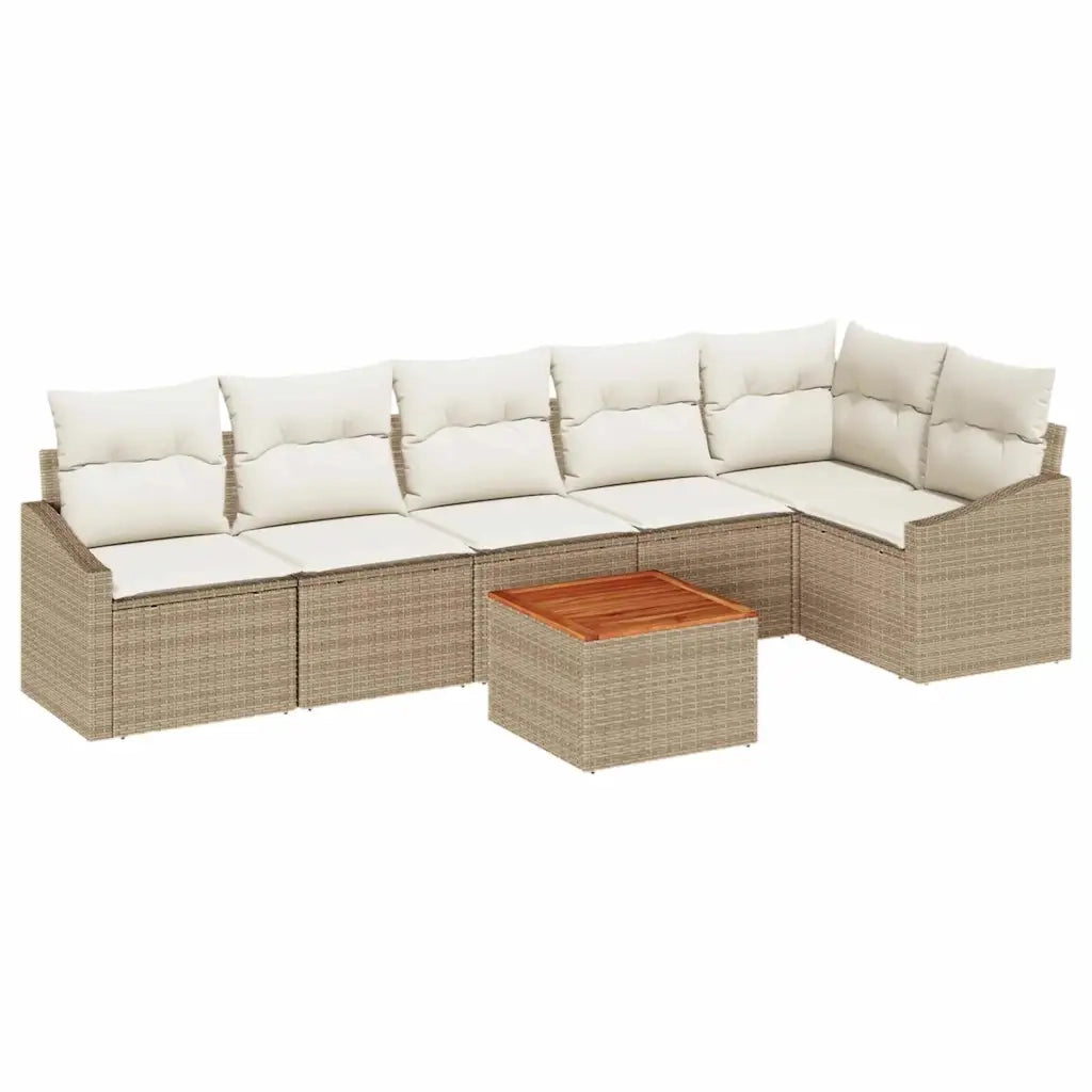 Set Divano da Giardino 7 pcs Beige e Crema polyrattan 3356510