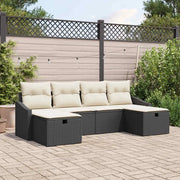 Set Divano da Giardino con cuscino 6 pcs Nero Poly Rattan 3359316