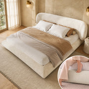 letto imbottito chenille beige 140 x 200 cm