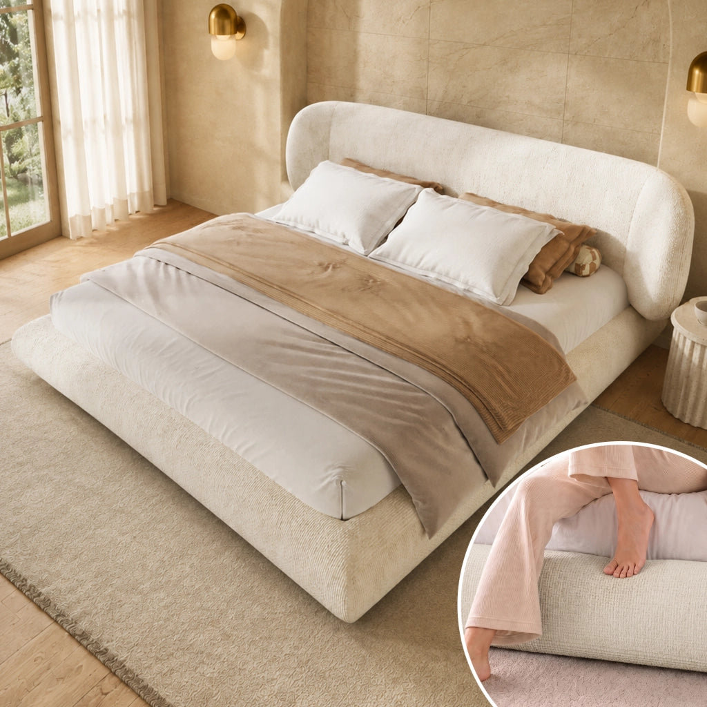 letto imbottito chenille beige 140 x 200 cm